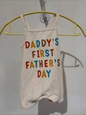 Cream 'Daddy's First Father's Day' Baby One-Piece Romper